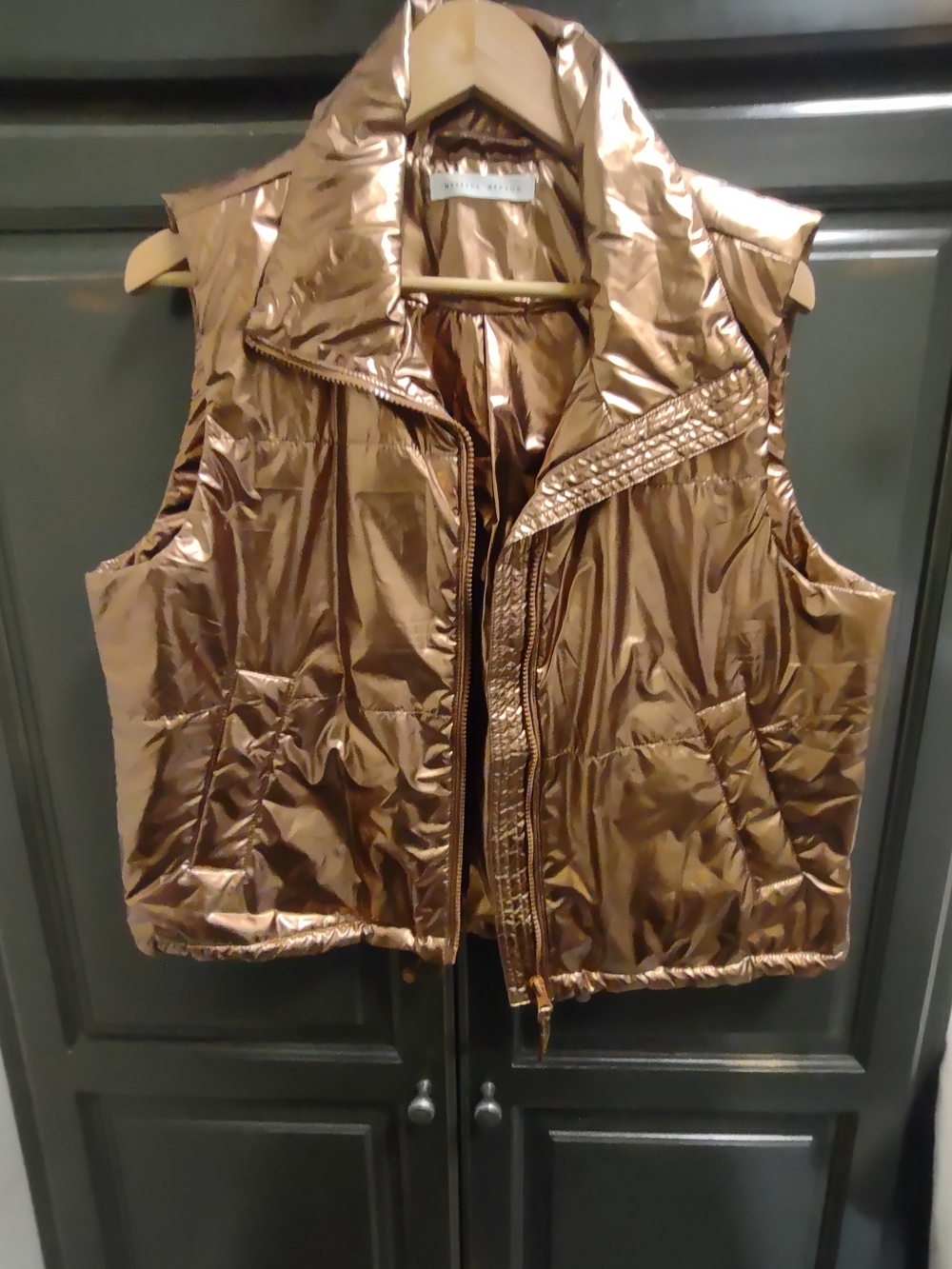 MELISSA NEPTON Shiny Bronze Quilted Puffer Vest